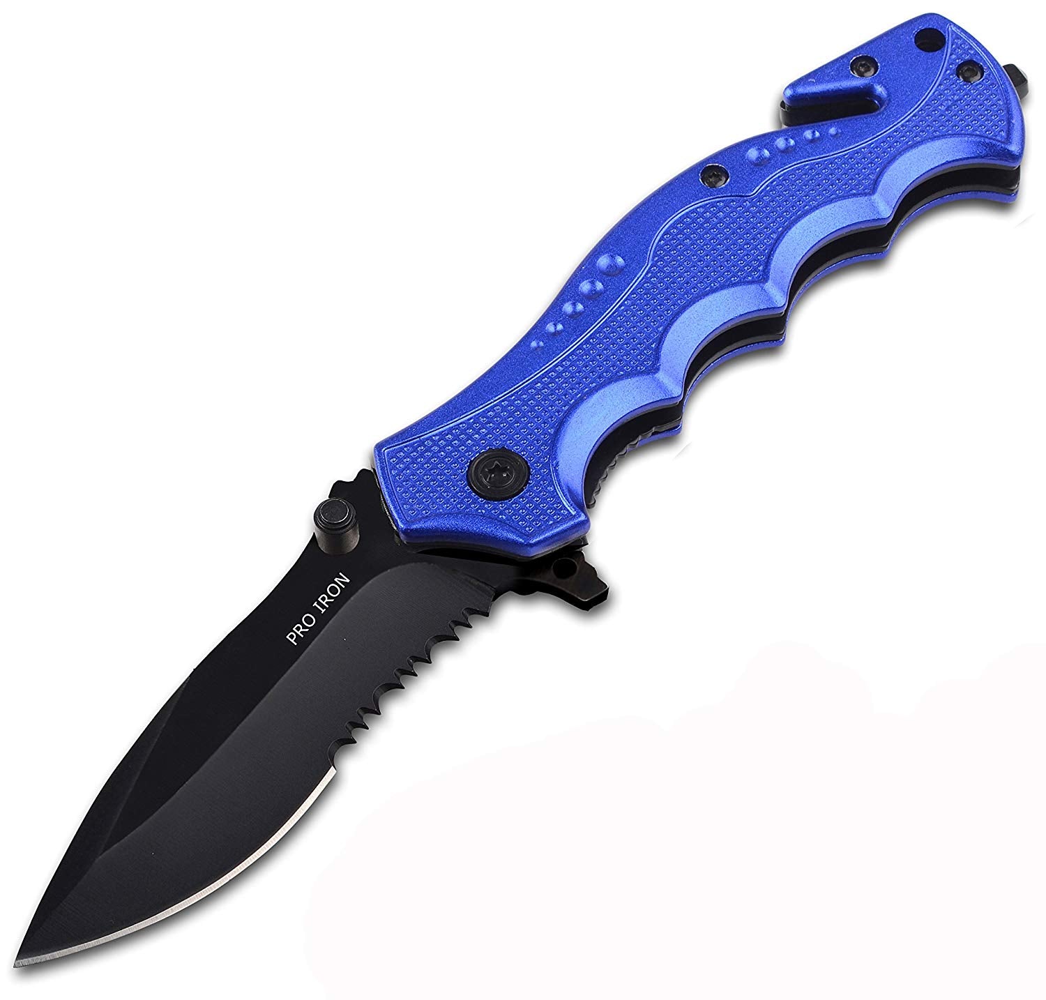 Serrated Edge Outdoor Survival Camping Hunting Knife - Blue - Telk hoo