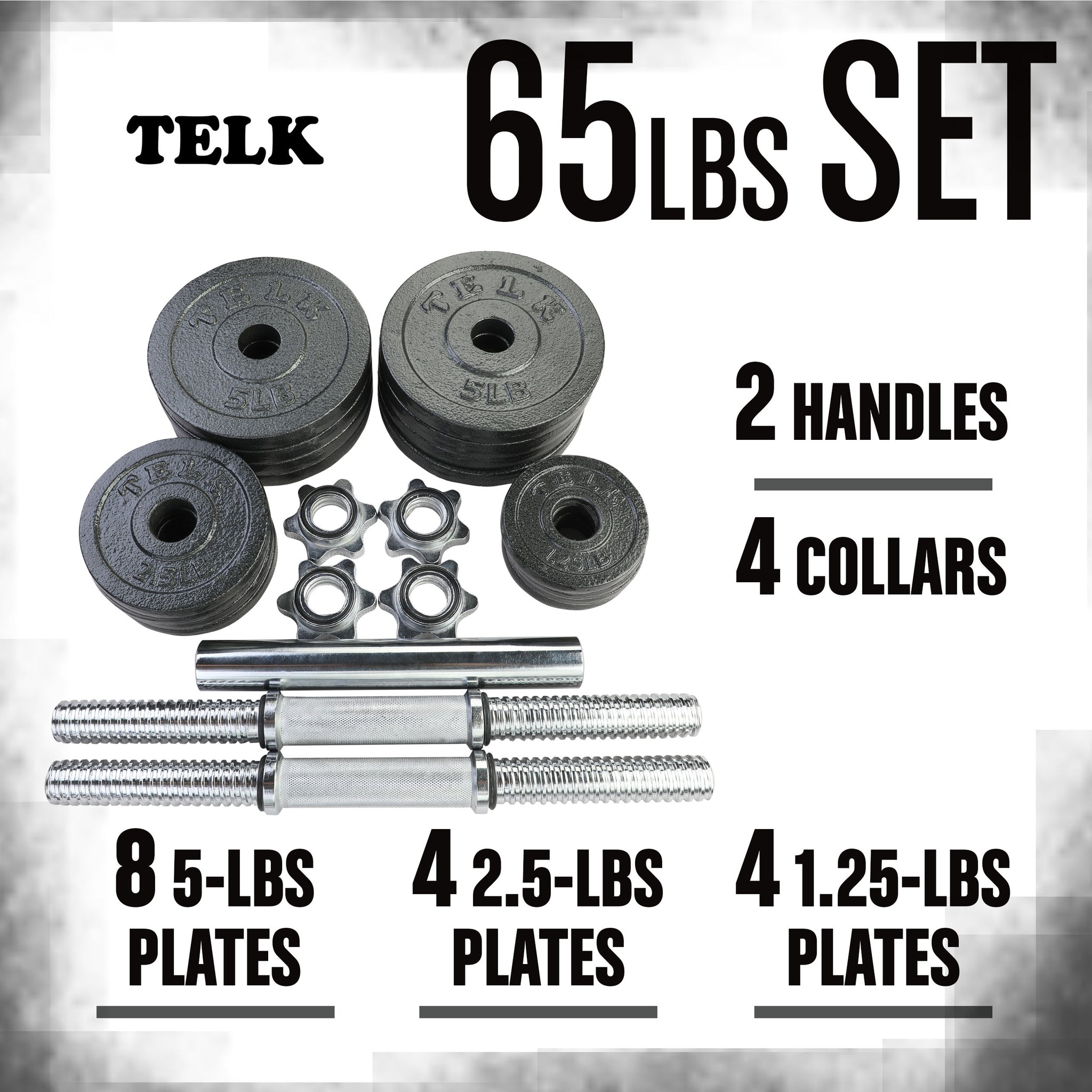 Adjustable Dumbbells 65lbs - Telk high  quality  contruction 2 dumbbel
