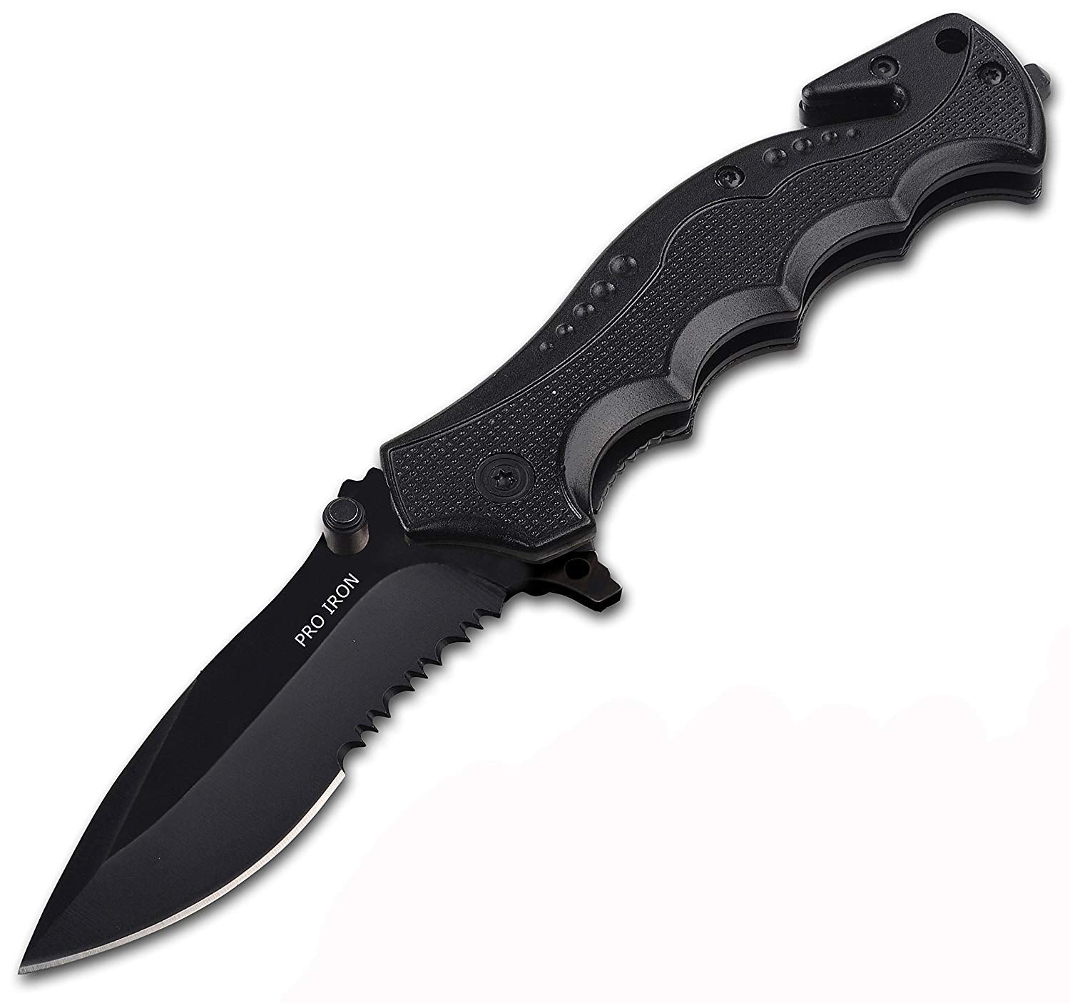 Serrated Edge Outdoor Survival Camping Hunting Knife | Black - Telk no