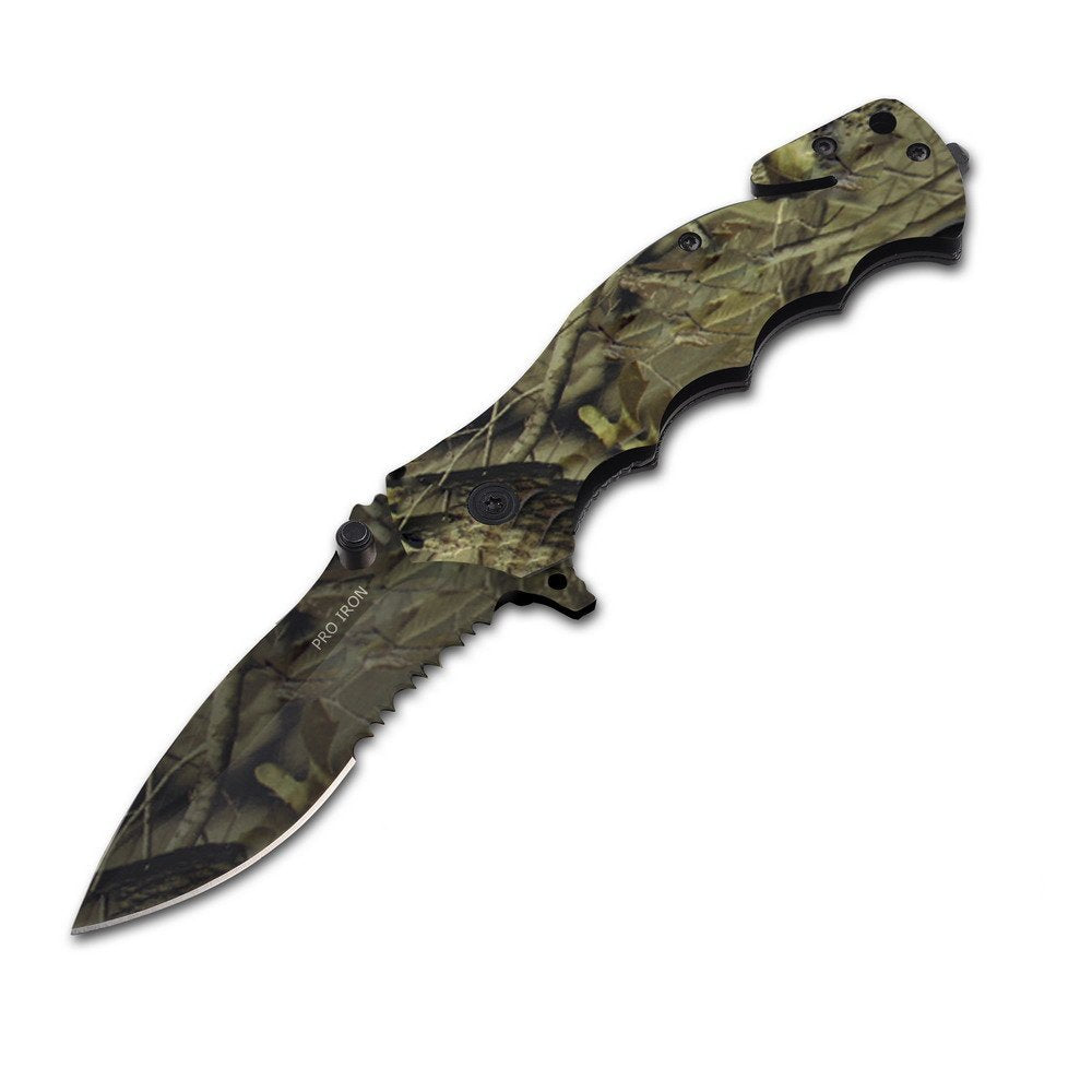 Serrated Edge Outdoor Survival Camping Hunting Knife - Woodsman Camo 4