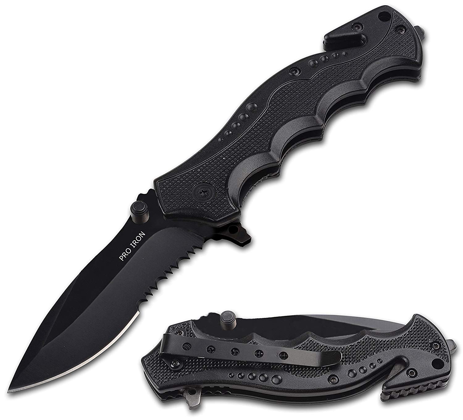  Black Pocket Knife - Serrated Sharp 3,5 Blade