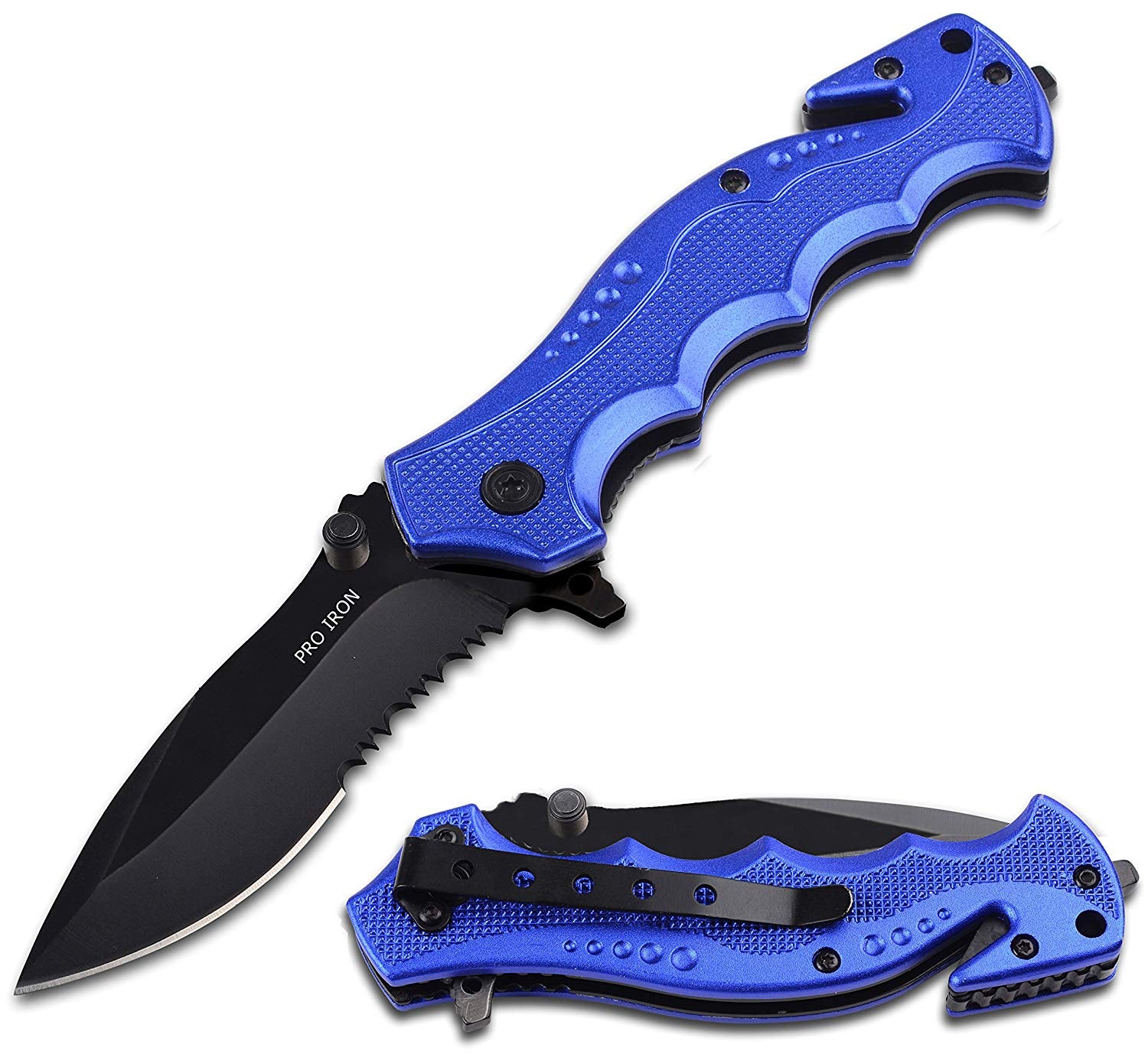 Serrated Edge Outdoor Survival Camping Hunting Knife - 2 Knives - Blue